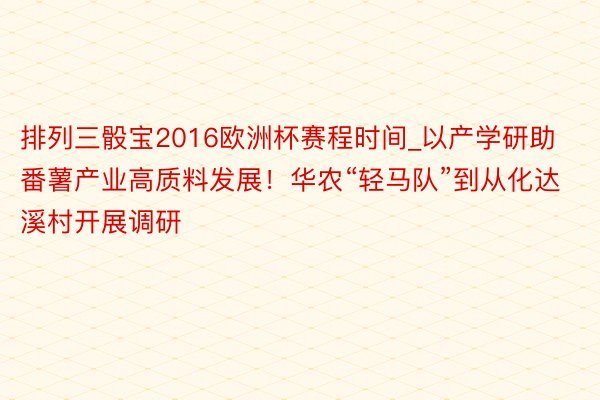 排列三骰宝2016欧洲杯赛程时间_以产学研助番薯产业高质料发展！华农“轻马队”到从化达溪村开展调研