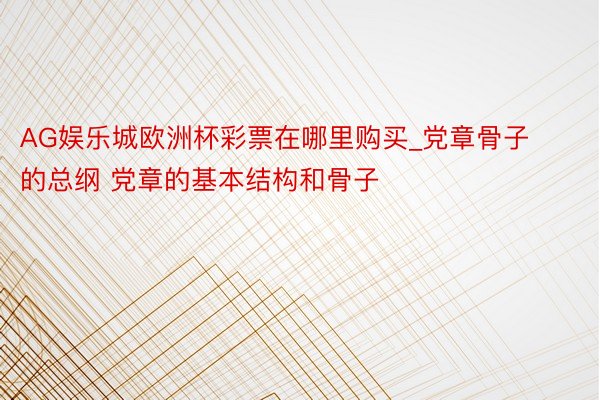 AG娱乐城欧洲杯彩票在哪里购买_党章骨子的总纲 党章的基本结构和骨子