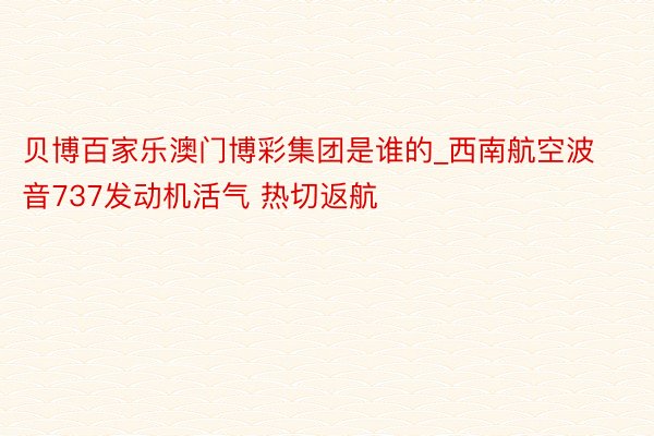 贝博百家乐澳门博彩集团是谁的_西南航空波音737发动机活气 热切返航