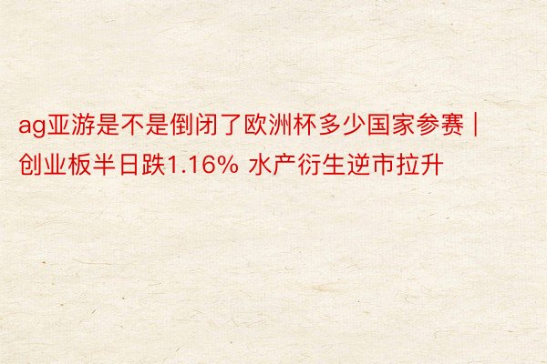 ag亚游是不是倒闭了欧洲杯多少国家参赛 | 创业板半日跌1.16% 水产衍生逆市拉升